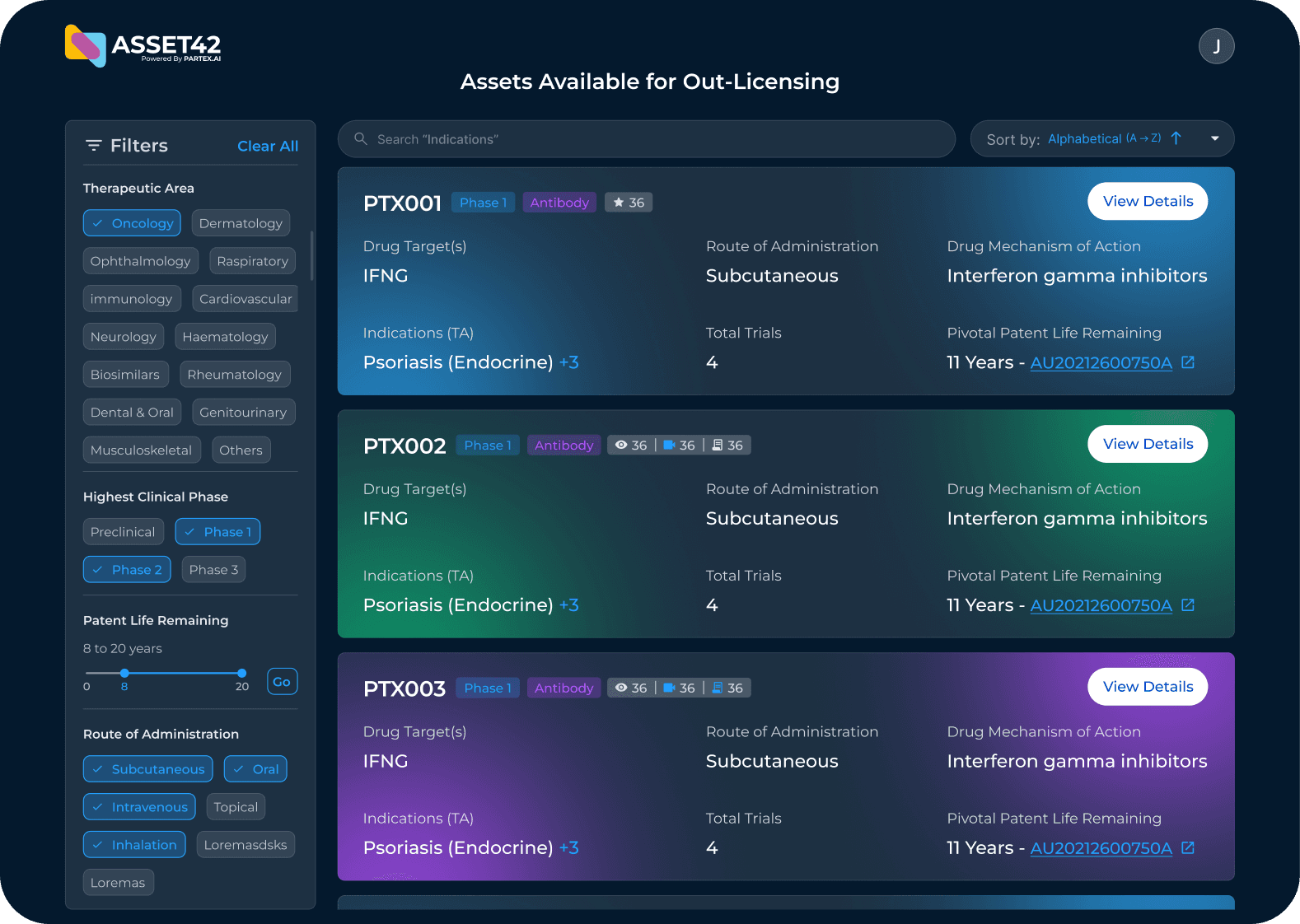 In-licensing Dashboard